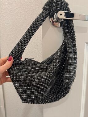Urban Expressions Black & Silver Crystal Shoulder Bag
